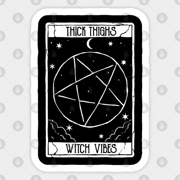 Thick thighs Witch Vibes Funny Tarot Card for Halloween Vibes Sticker by A Comic Wizard